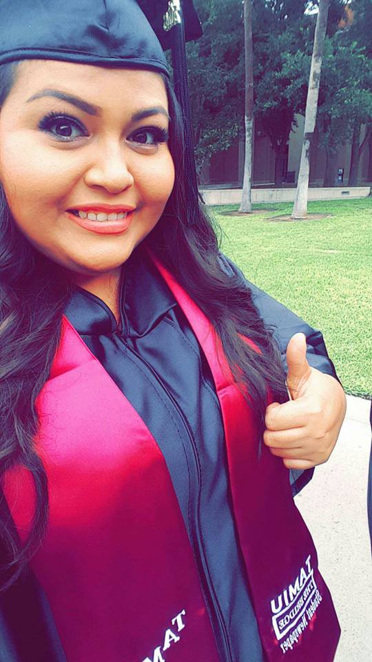 Iris Vasquez Guerrero, former Senior Reporter for The Bridge News, pictured shortly before the COAS commencement ceremony. Photo courtesy of Iris Vasquez Guerrero.