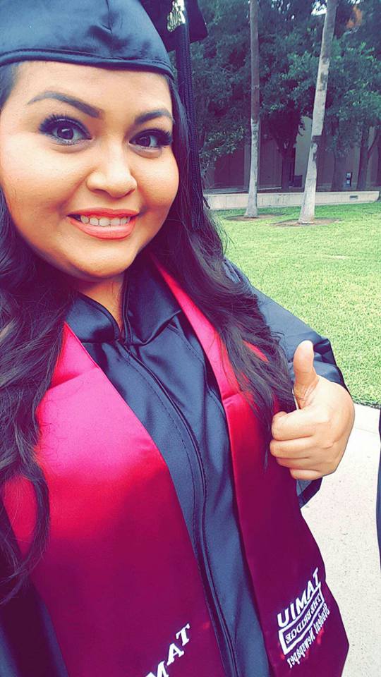 Iris Vasquez Guerrero, former Senior Reporter for The Bridge News, pictured shortly before the COAS commencement ceremony. Photo courtesy of Iris Vasquez Guerrero. 