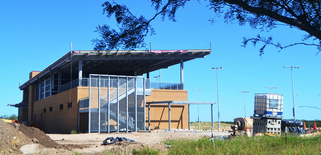 Campus tennis courts under construction in October.