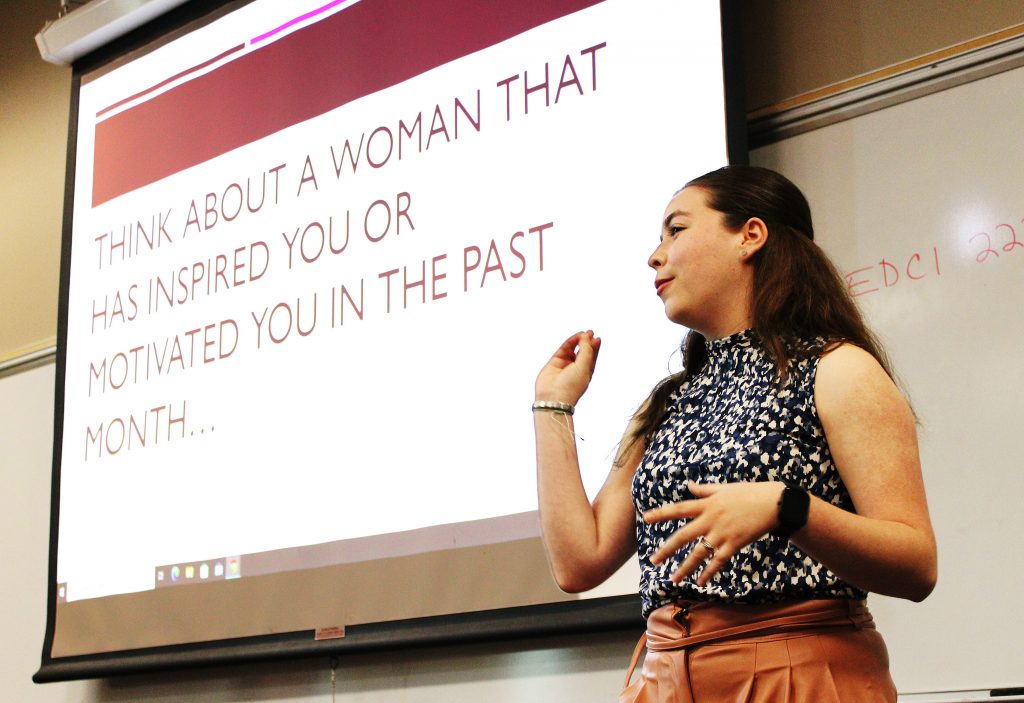 SGA President Lourdes Boardman speaks