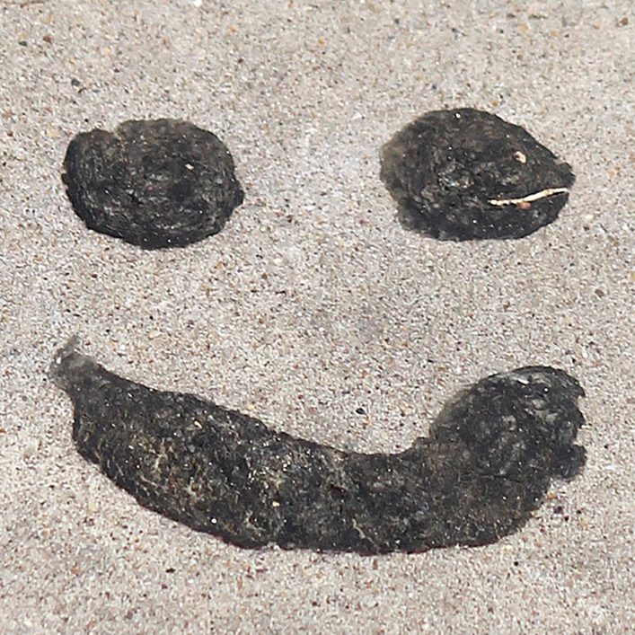 Smiley faces adorn the sidewalks around campus at TAMIU.