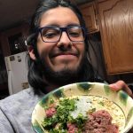 Quarantine Corner student shows a meal he made
