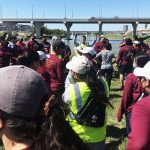Volunteers prepare to clean up Las Palmas Nature Trail.