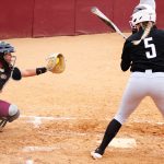TAMIU catcher plays against the Eagles