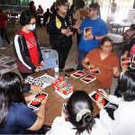 Greek Week with giant Uno cards.