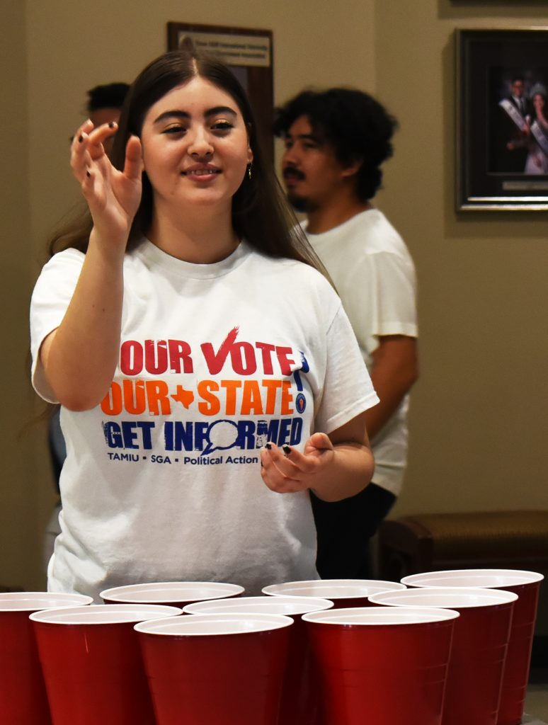 playing a giant pong game