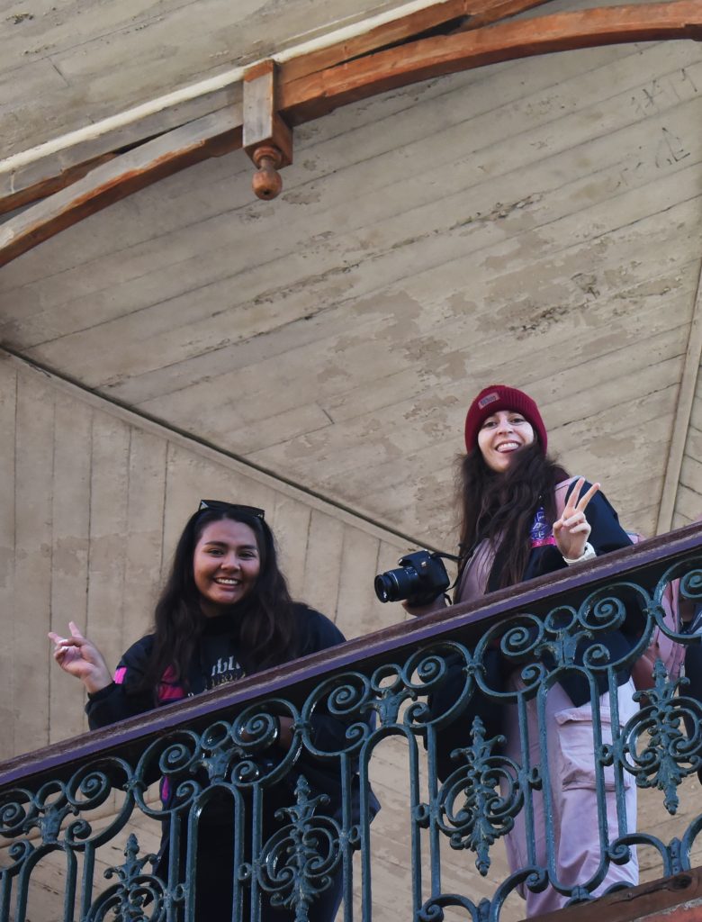 Chile Study Abroad students look out from a vantage point.