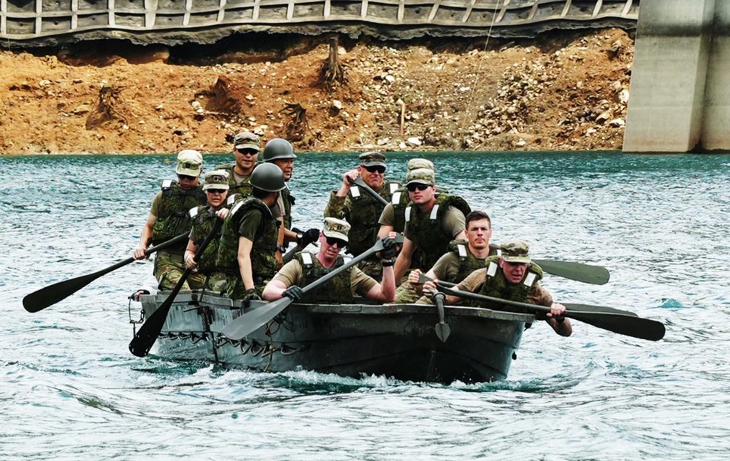 military student boat training