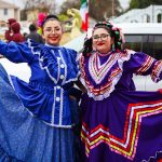 Ballet Folklorico dancers show off their colorful dresses.
