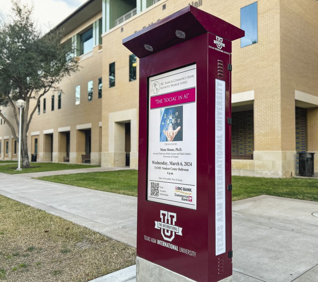One of the two digital kiosks around campus.
