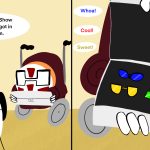 Pizza Bagels cartoon strip. The Pizza Bagels get new glasses as they prepare for midterm exams.
