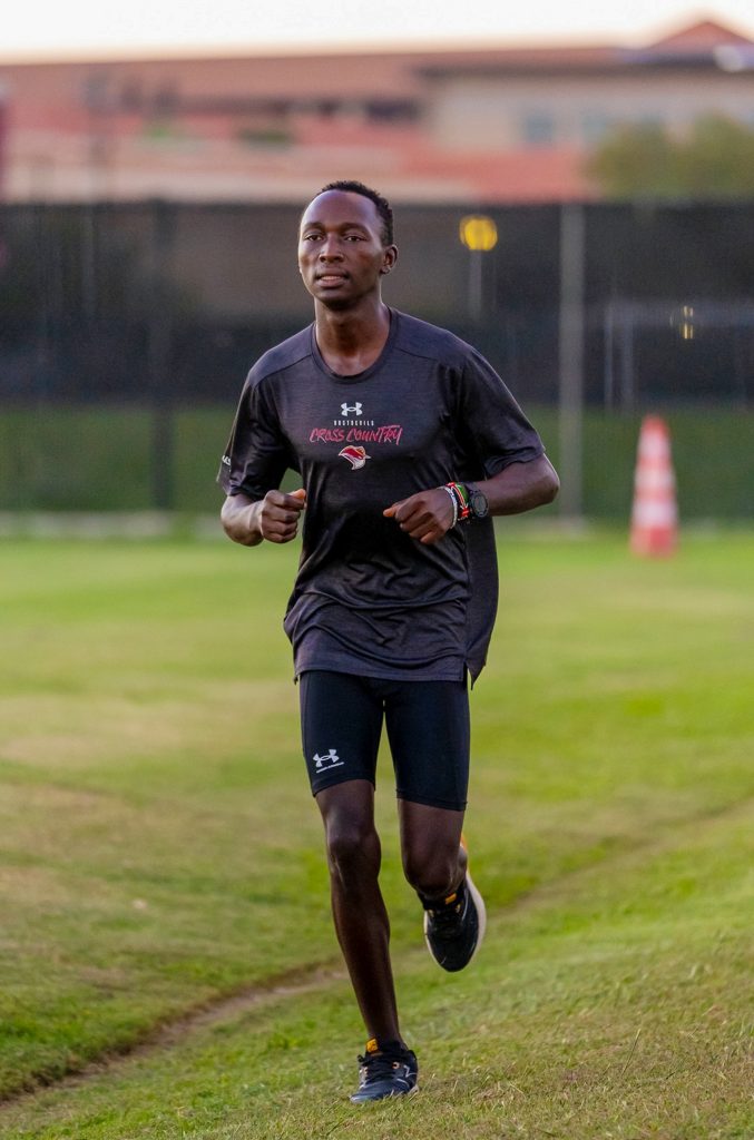 Cross country runner practices.